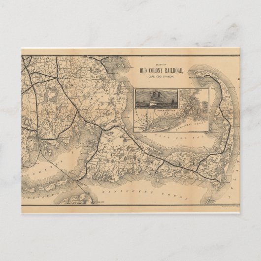 1888_Old_Colony_Railroad_Cape_Cod_map Briefkaart (Voorkant)