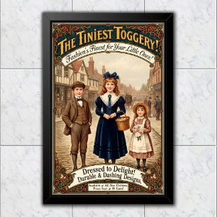1890 Antieke Kleinste Toggery Kleding Reclame Poster