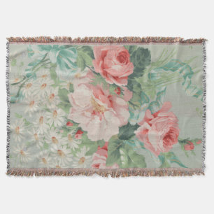 1890 Britse Stof Rozen & Daisies Deken