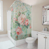 1890 Britse  Stof Rozen & Daisies Douchegordijn (In situ)