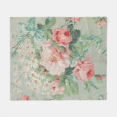 1890 Britse  Stof Rozen & Daisies Fleece Deken (Voorkant (Horizontaal))