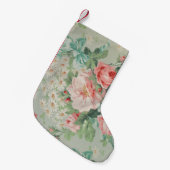 1890 Britse  Stof Rozen & Daisies Kleine Kerstsok (Voorkant (Hangend))