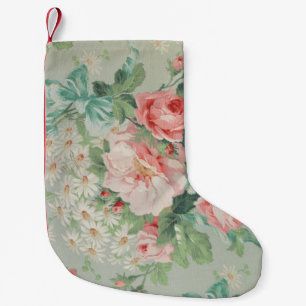 1890 Britse  Stof Rozen & Daisies Kleine Kerstsok