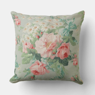 1890 Britse  Stof Rozen & Daisies Kussen