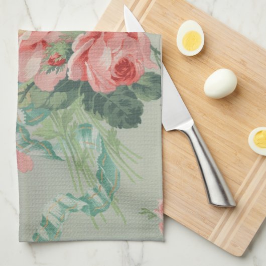 1890 Britse Stof Rozen & Daisies Theedoek (Quarter Fold)