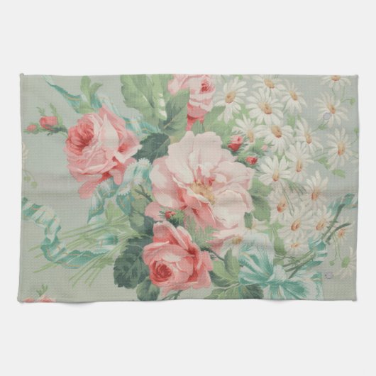 1890 Britse Stof Rozen & Daisies Theedoek (Horizontaal)