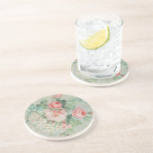 1890 Britse  Stof Rozen & Daisies Zandsteen Onderzetter (Zijkant)