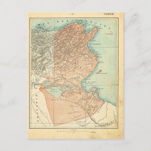 1890, Carte de la province de Tunisie (Devant)