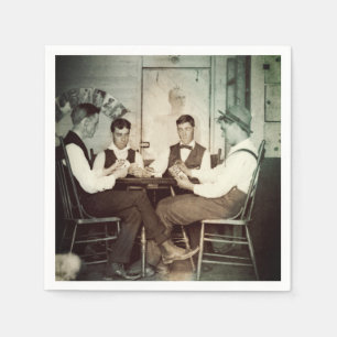 1890 Poker Game Mannen Gambling Kaarten Man Foto Servet