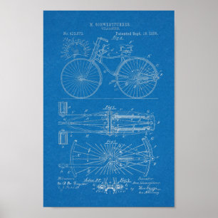 1890  stijlvolle vormgeving met wieltjes Kunstafdr Poster