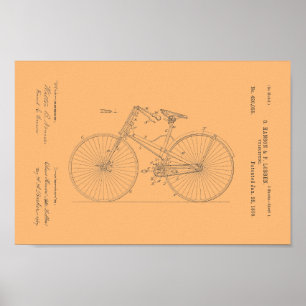 1890  velocipede-patentafdrukken poster