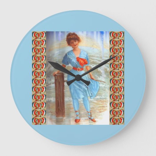 1890 Victoriaans dame op het strand Grote Klok (Voorkant)