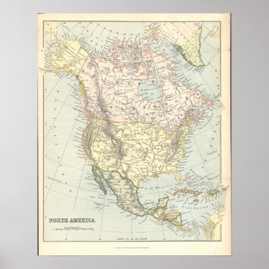1890's Map Noord-Amerika Verenigde Staten Poster (Voorkant)