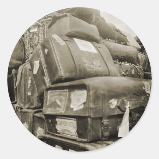 1890's REISLUGAGE-TEAMSTER WAGON SUITCASE Ronde Sticker (Voorkant)