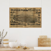 1890's Sacramento CA Birds Eye Uitzicht Panoramic  Poster (Keuken)