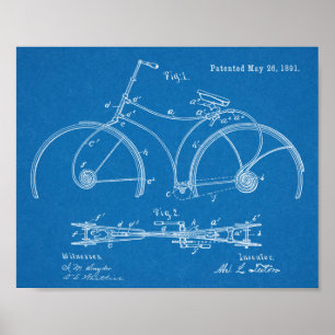 1891 Bicycle Lijst Design Patent Art Print