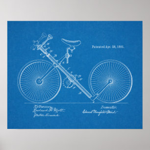 1891  blauwdruk voor fietspatronen afdrukken poster