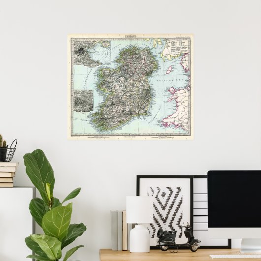 1891 Kaart van Ierland Poster (Thuiskantoor)