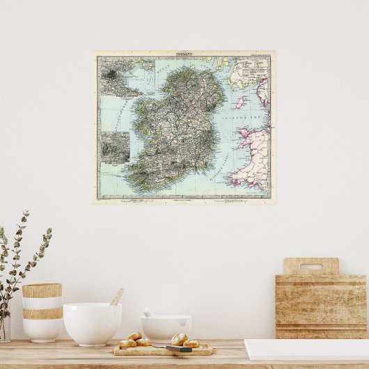 1891 Kaart van Ierland Poster (Keuken)