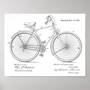 1892 brochure voor fietspatronen poster