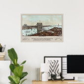 1892 Currier & Ives Brooklyn Bridge Lithograph Poster (Thuiskantoor)