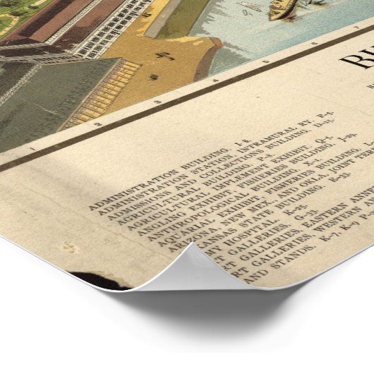 1893 Chicago, IL Birds Eye Uitzicht Panoramic Map Poster (Hoek)