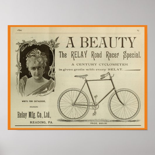 1893 fietsenmagazijn en kunstartikel Poster (Voorkant)