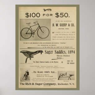1893  Gump Bicycle Magazine en Art Poster