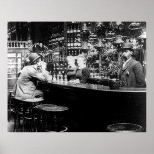 1893 Londen,  foto van de Engelse Bar Pub Poster