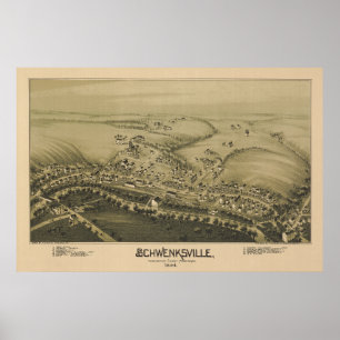 1894 Aerial Map Schwenksville PA Pennsylvania Poster