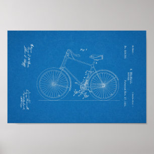 1894  blauwdruk voor fietspatronen afdrukken poster