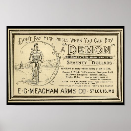 1894  demon-fiets en kunstafdrukken poster (Voorkant)