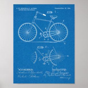 1894 Elliptical Gear Bicycle Design Patent Print