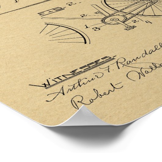 1894 Elliptical Gear Bicycle Design Patent Print (Hoek)