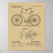1894 Elliptical Gear Bicycle Design Patent Print (Voorkant)