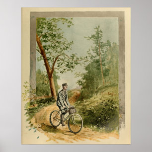 1894  fietsenpad, kleurenafdrukken en kunstafdrukk poster