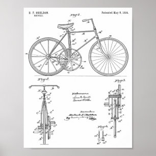1894 Fietsontwerp voor tandwielaandrijving Kunstaf Poster