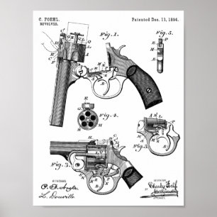 1894 Foehl Pistool Patent Art Drawing Print