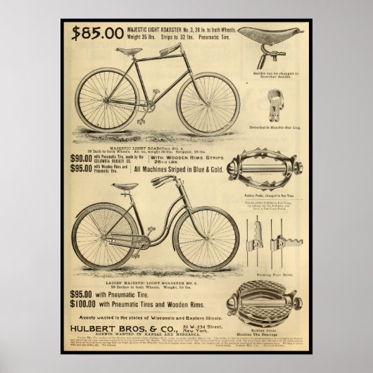 1894 Majestic Light Roadster Bicycle en Art Poster (Voorkant)
