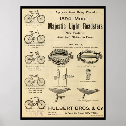 1894 Majestic Light Roadsters Bicycle Ad Poster (Devant)