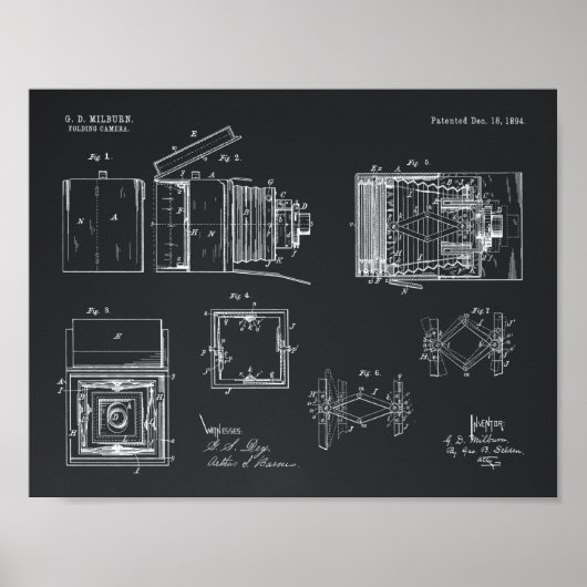 1894 Pliage Caméra Brevet Art Dessin Impression (Devant)