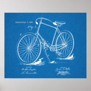 1895  blauwdruk voor fietspatronen afdrukken poster