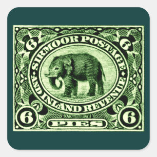 1895 Indiase deelstaten olifant Vierkante Sticker