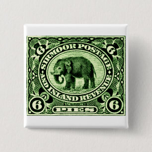 1895 Indiase prinselijke Staten olifant Vierkante Button 5,1 Cm