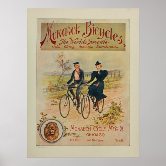 1895 Monboogfietsen en kunstdrukken Poster (Voorkant)