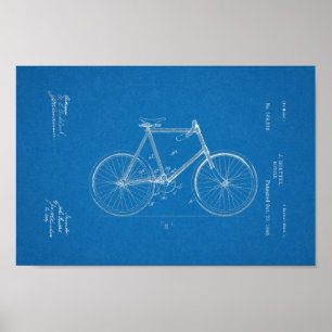 1896  blauwdruk voor fietspatronen afdrukken poster