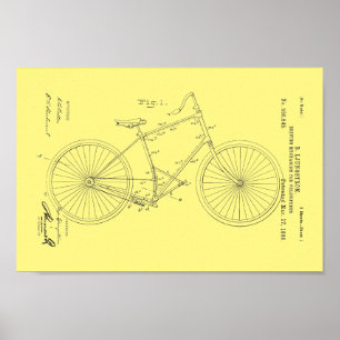 1896  fiets Velocipede-patentafdrukken Poster