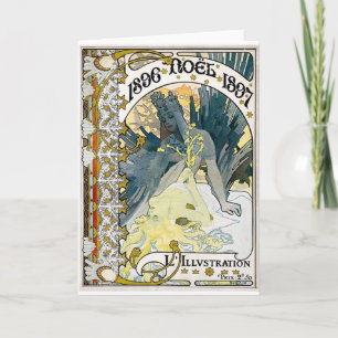 1896 NOEL 1897 Alphonse Maria Mucha Feestdagen Kaart