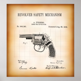 1896 PATENT VOOR REVOLVER VEILIGHEIDSMECHANISME POSTER