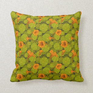 1896 Victoriaans Nasturtium Floral Print Kussen